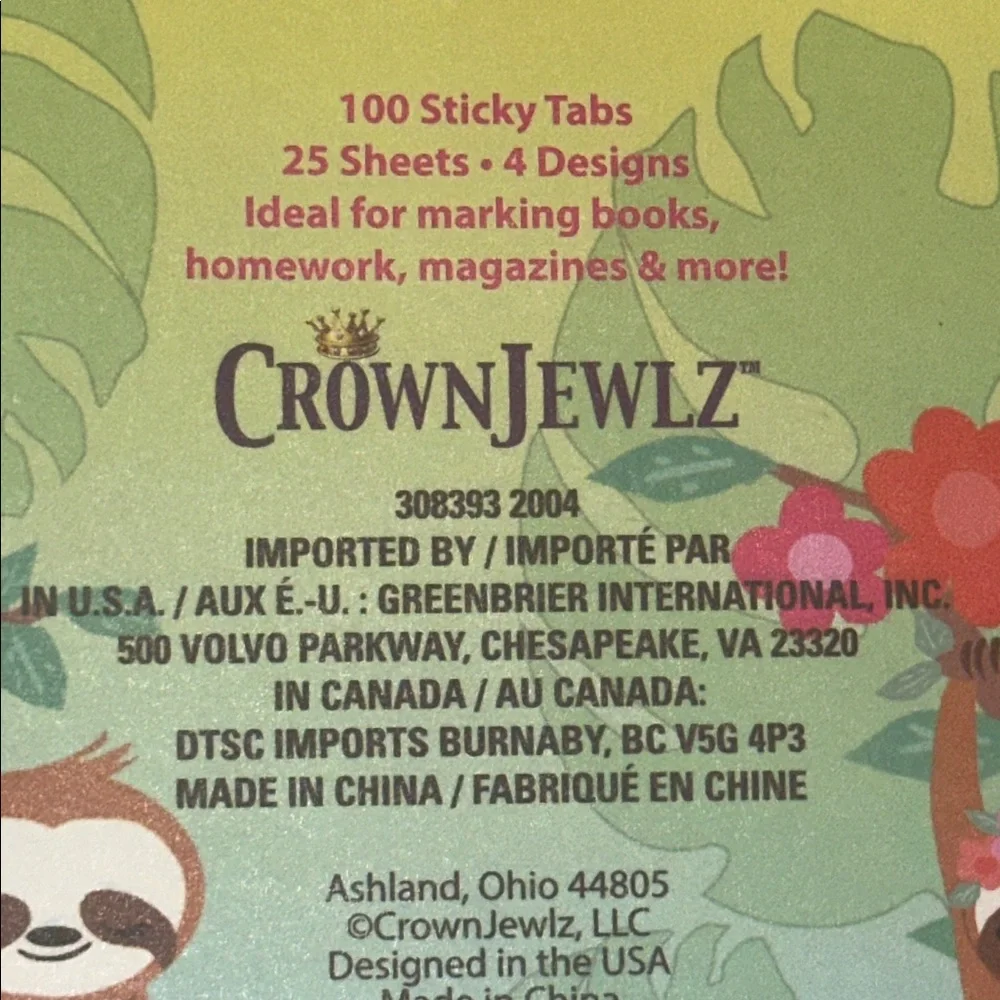 Set of 2 Sloth Page Markers